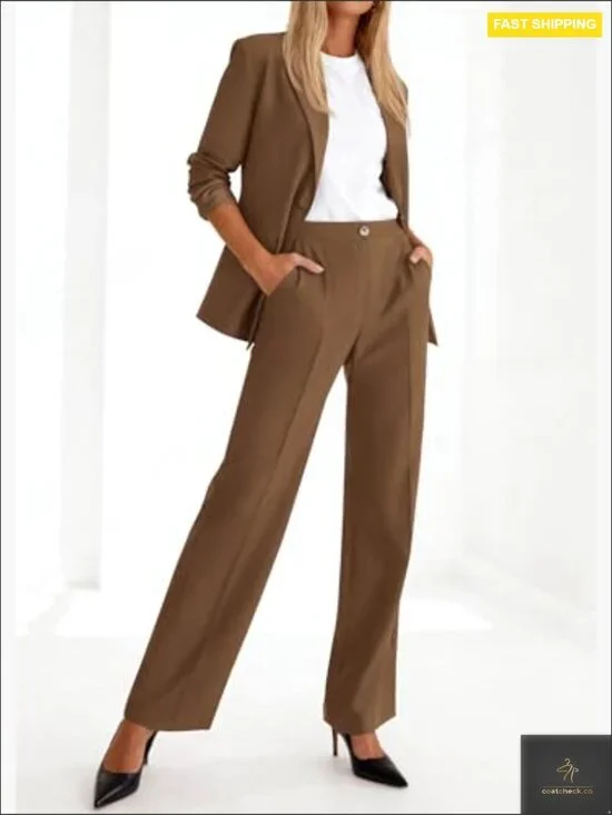 Oversized Blazer Wide Leg Pantsuit Professional Work Office Business Casual - Picture 4 of 7